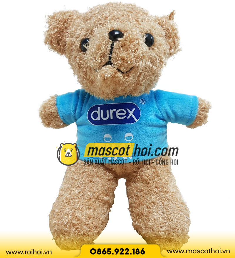 Gấu bông thêu logo Durex theo yêu cầu