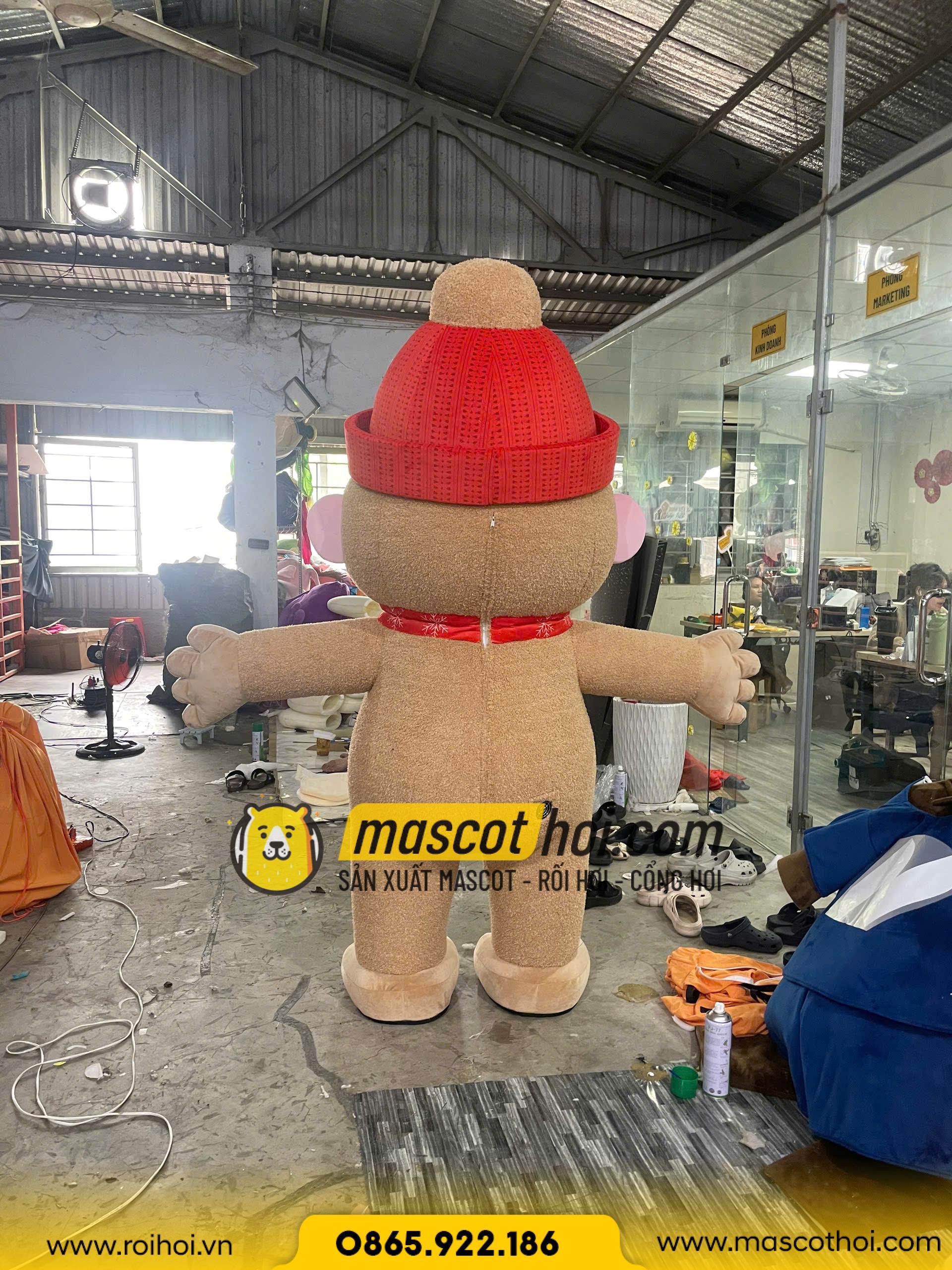 MASCOT BÔNG KHỈ LÔNG XOẮN KHĂN CHOÀNG